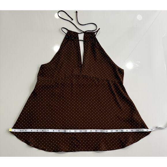 Zara Basic Brown White Polka Dot Sleeveless blouse XS - Picture 7 of 9